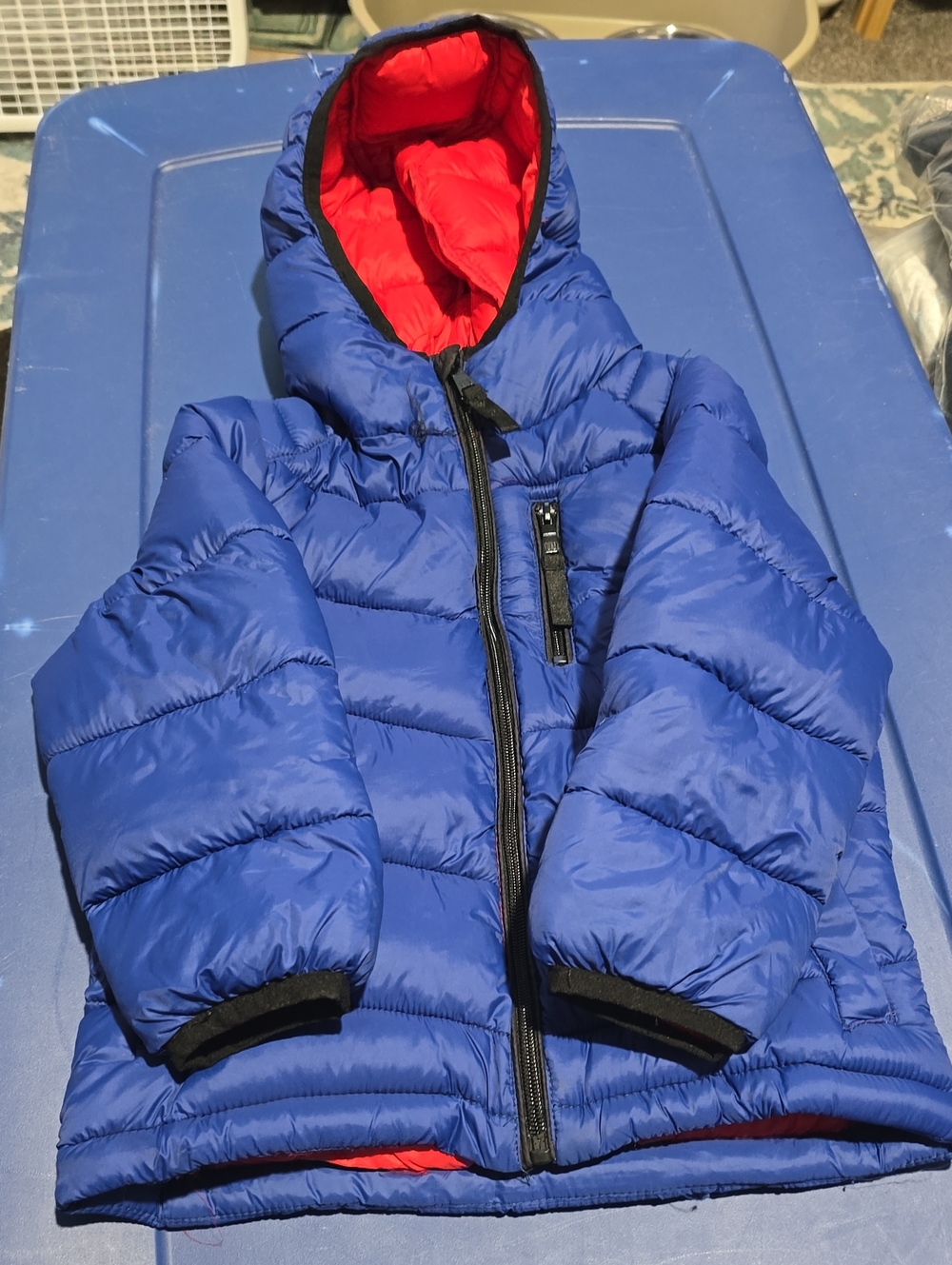 Urban Republic Blue Hooded Puffer Jacket with Red Lining